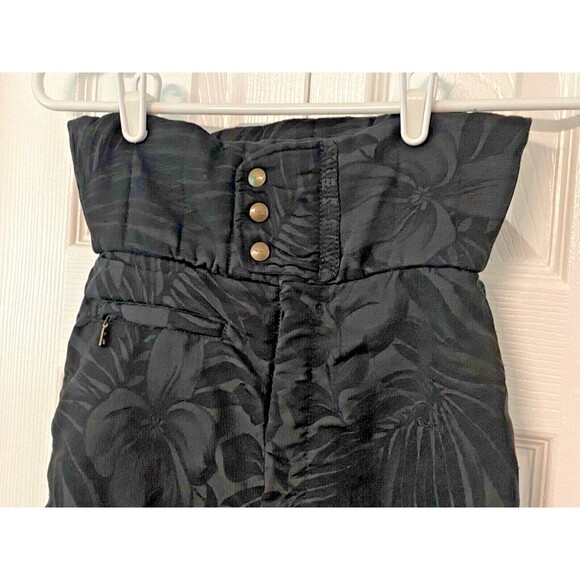 Vtg BOGNER Ski Pants Women's 6 Stirrup High Rise Snowboard Winter Black Floral - Picture 2 of 13